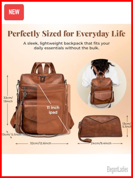PU Leather Backpack Purse, Anti-theft Convertible Shoulder Bag Handbag
